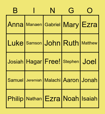 Bible Bingo Card