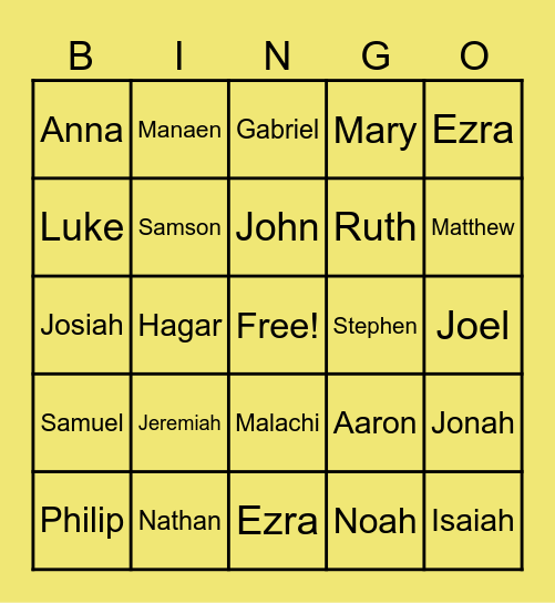 Bible Bingo Card