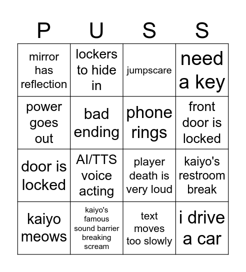 Kaiyo's Indie Horror Bingo Card