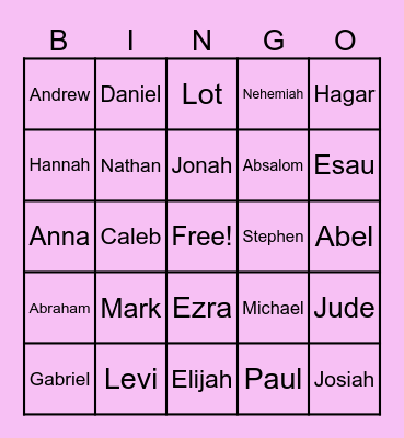 Bible Bingo Card