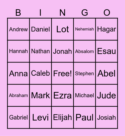 Bible Bingo Card