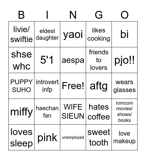 eri bingo <3 Bingo Card
