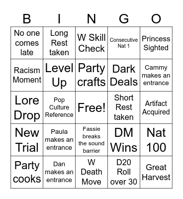 TFN #13 Bingo Card