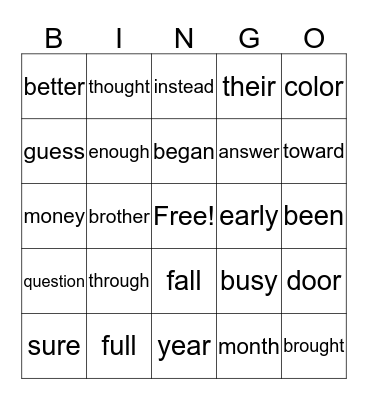 Grade 2 - #3 Bingo Card