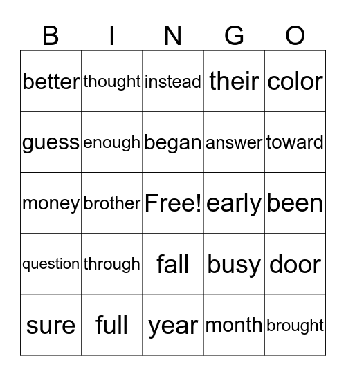 Grade 2 - #3 Bingo Card