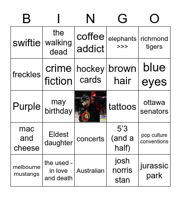 Amy’s Bingo Card