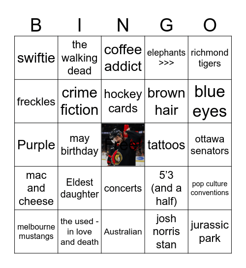 Amy’s Bingo Card