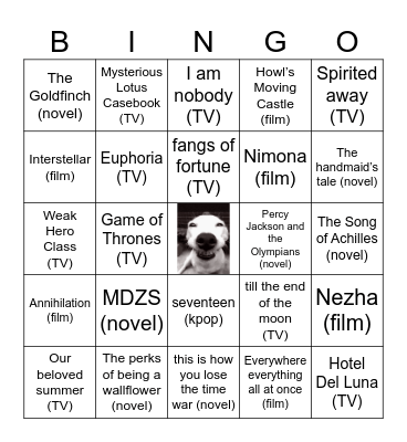 Jia’s Bingo Card