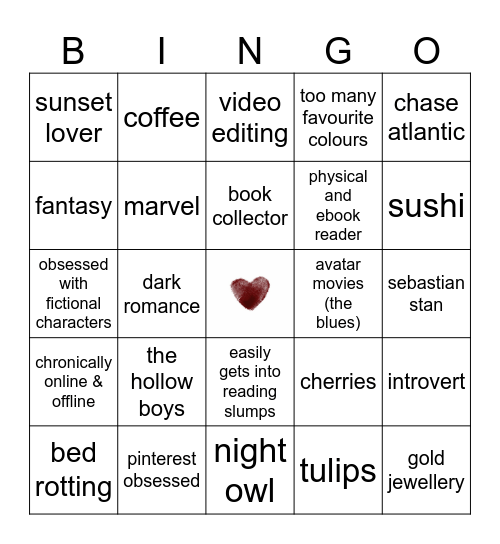 ria’s bingo Card