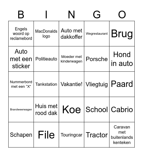 Vakantiebingo België Bingo Card