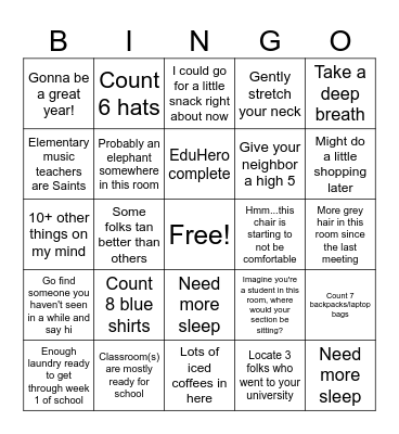 Fall Meeting Bingo Card