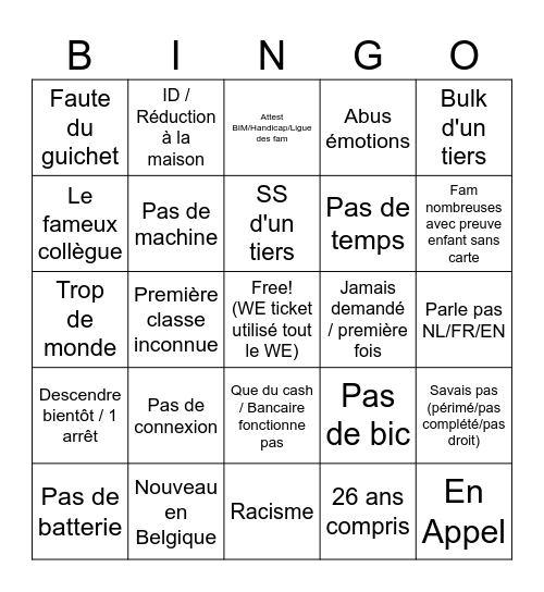 Excuses 500 Bingo Card