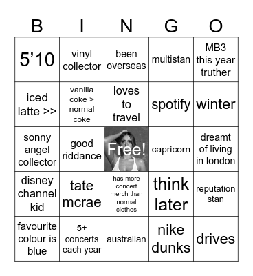 ethan’s bingo Card