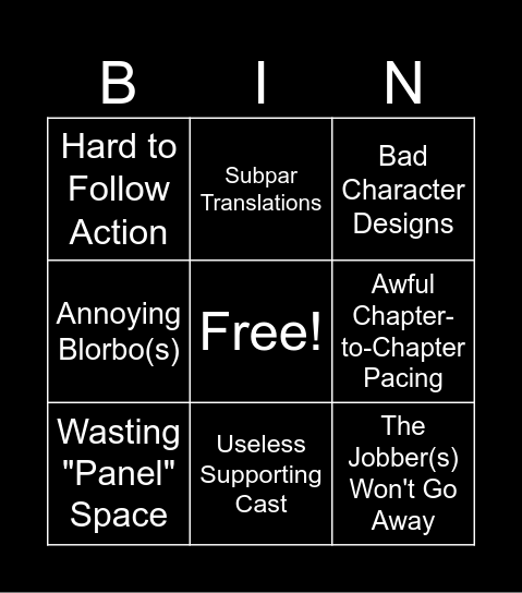 Bad Action Manhwa Bingo Card