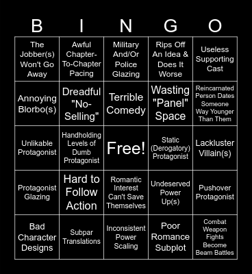 Bad Action Manhwa Bingo Card