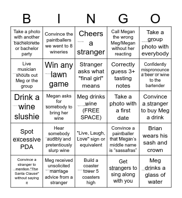 Megan's Bingo Card