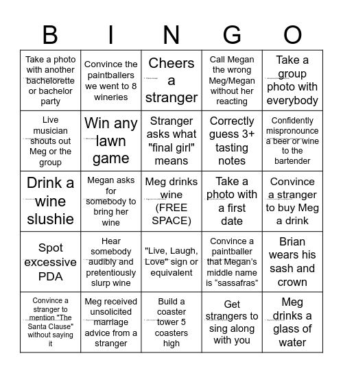 Megan's Bingo Card
