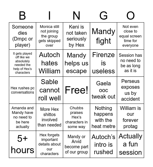 Jail Bingo Card