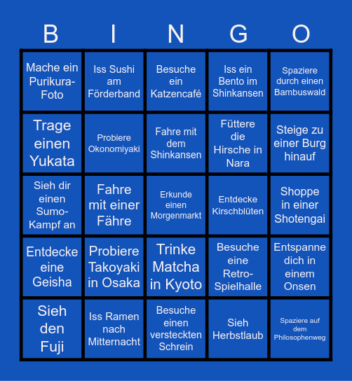 Japan Entdecker-Herausforderung – Bingo! Bingo Card