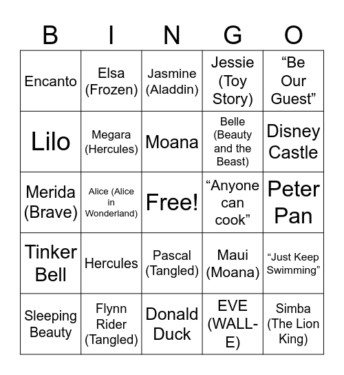 TaeMinyungLee's DISNEY & PIXAR bingo Card