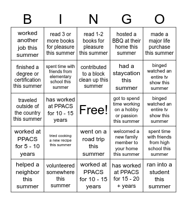 "Find a colleague who......" Bingo Card