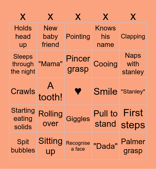 Baby Milestone Bingo! Bingo Card