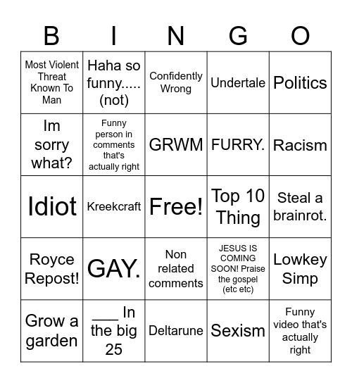 Untitled Bingo Card