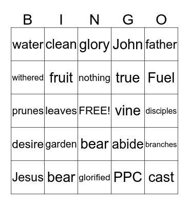 John 15:5 Bingo Card