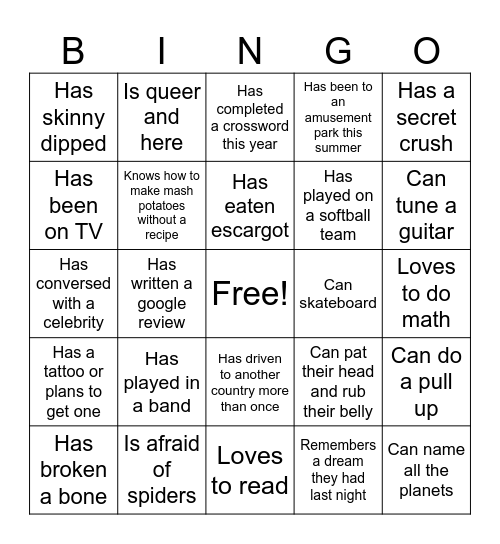 Mamush Bingo Card