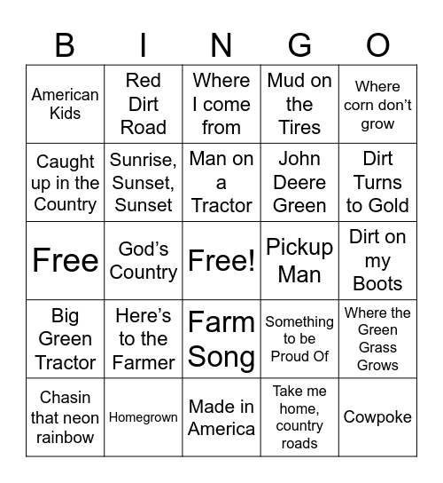 AG SINGO Bingo Card