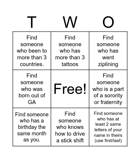 Besides Business Bingo Card