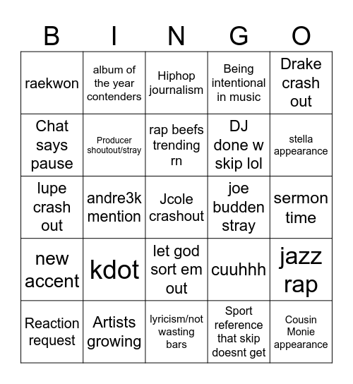 8/9 Decoder Bingo Card