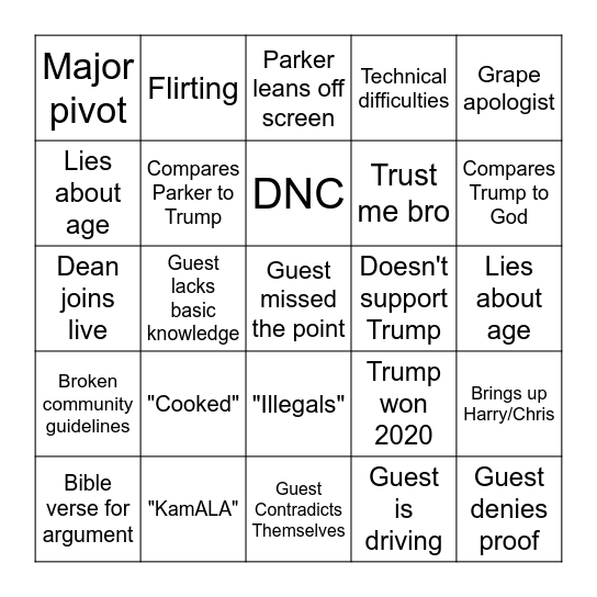 Parker Stream Bingo Card