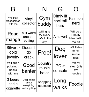 Adam's Bingo :) Bingo Card