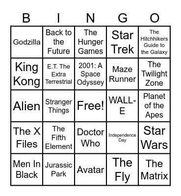 Sci-Fi Bingo Card