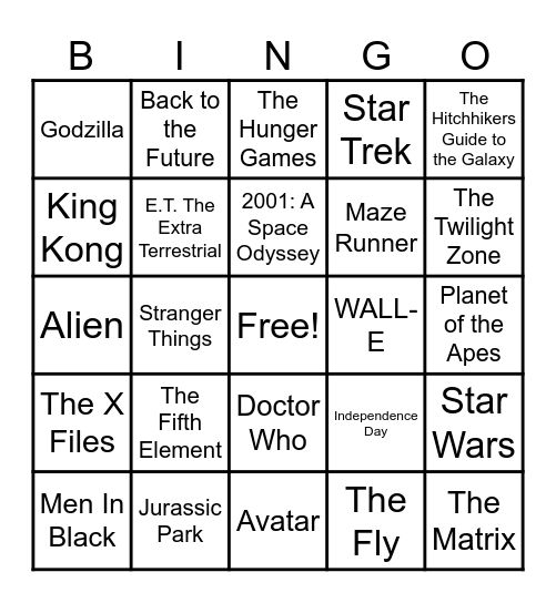 Sci-Fi Bingo Card