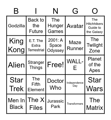 Sci-Fi Bingo Card