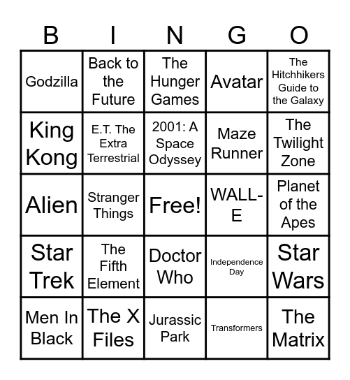 Sci-Fi Bingo Card