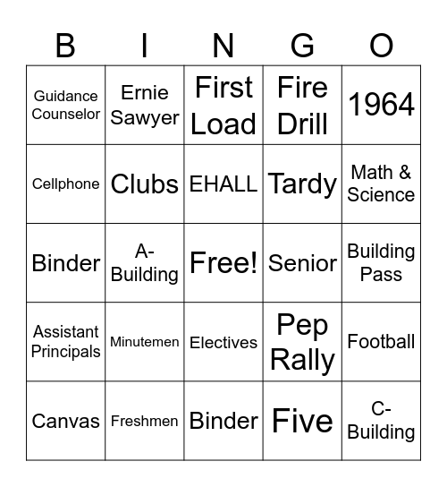 All things LHS Jingo#1 Bingo Card