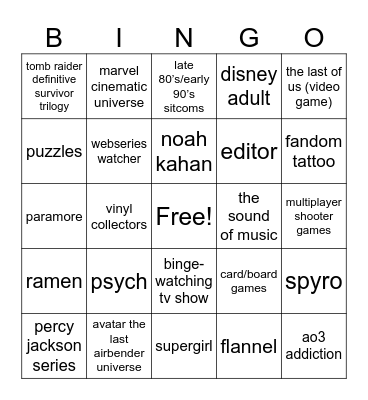TheFourPsInLife Bingo Card