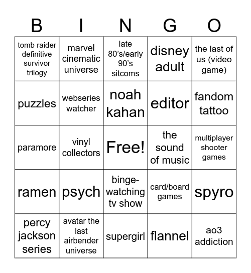 TheFourPsInLife Bingo Card