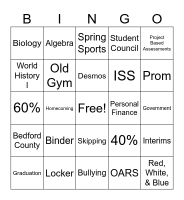All things LHS Jingo #2 Bingo Card