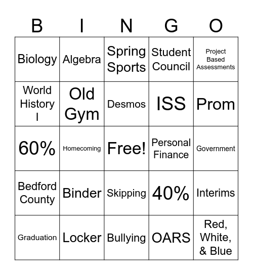 All things LHS Jingo #2 Bingo Card