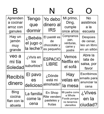 ACCIÓN DE GRACIAS 6-8 Bingo Card