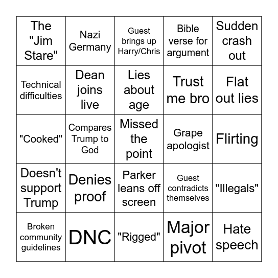 Parker Stream Bingo Card