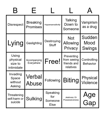 Twilight Bingo Card