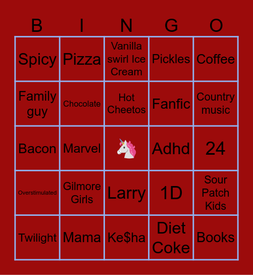 Kara Bingo Card