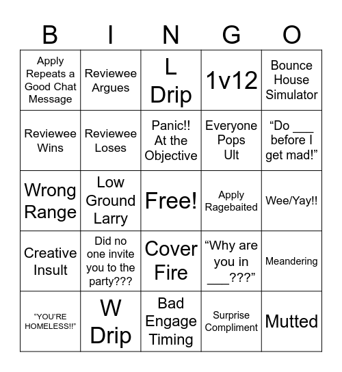 Ash’s Banger Bingo Card