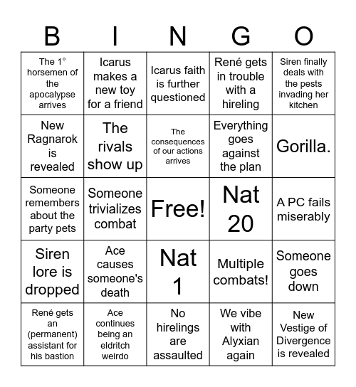 Bingo Bongo Dongo Bingo Card