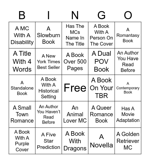 Book Bingo Card